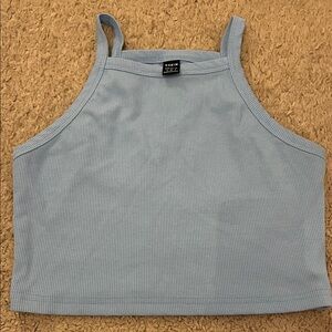 SHEIN Light Blue Ribbed Crop Top